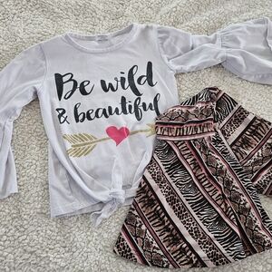 Kids Wild & Beautiful Matching Set - White and Pink